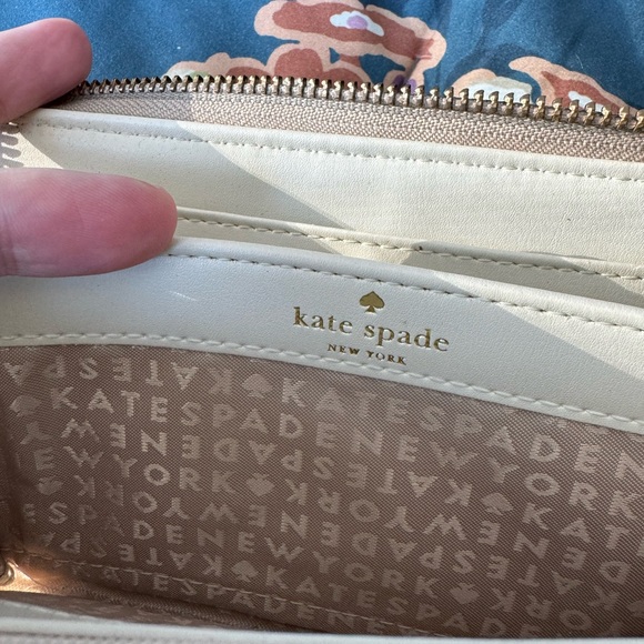 Kate Spade Tan Clutch Wallet with Red and Purple Stripe - Picture 4 of 6